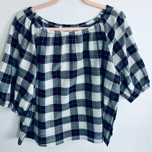 Universal Thread Plaid Off-Shoulder Women's Top Size M